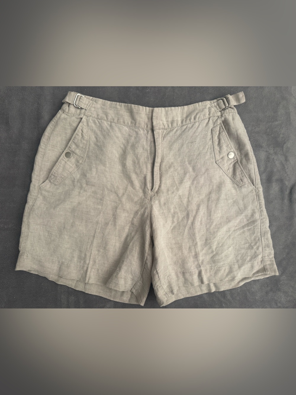 Athleta Linen Blend Cargo Utility Safari Shorts Beige Women’s Size 12